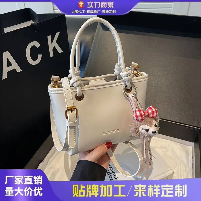 Women's White Leather Shoulder Bag with Doll Handle - Image 5