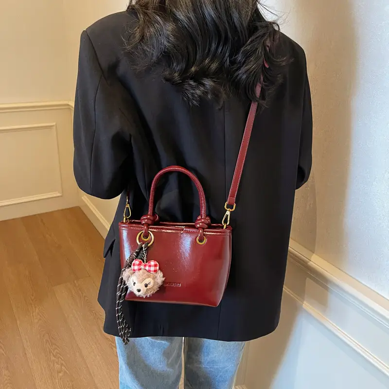 Women's White Leather Shoulder Bag with Doll Handle - Image 7