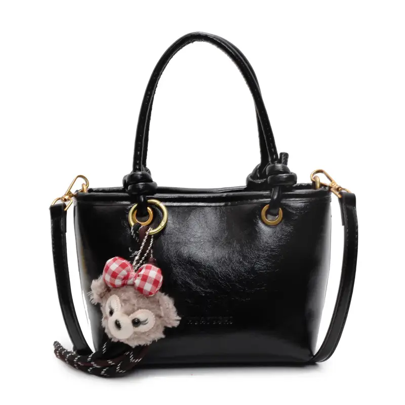 Women's White Leather Shoulder Bag with Doll Handle - Image 9