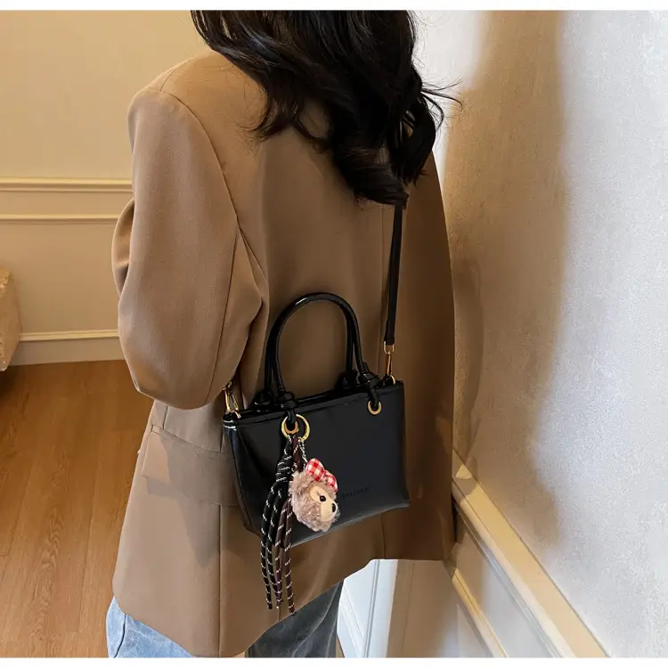 Women's White Leather Shoulder Bag with Doll Handle — feature 12