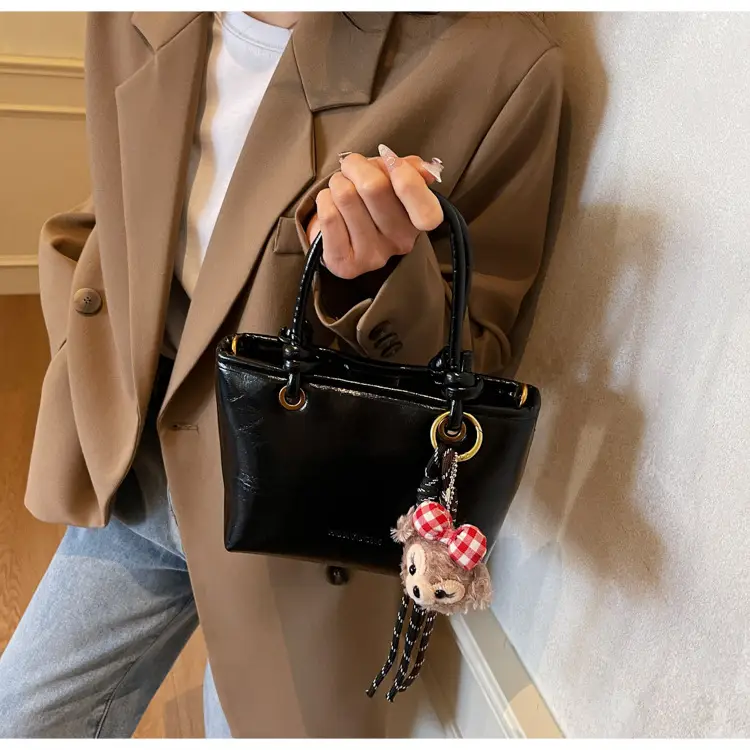 Women's White Leather Shoulder Bag with Doll Handle — feature 14
