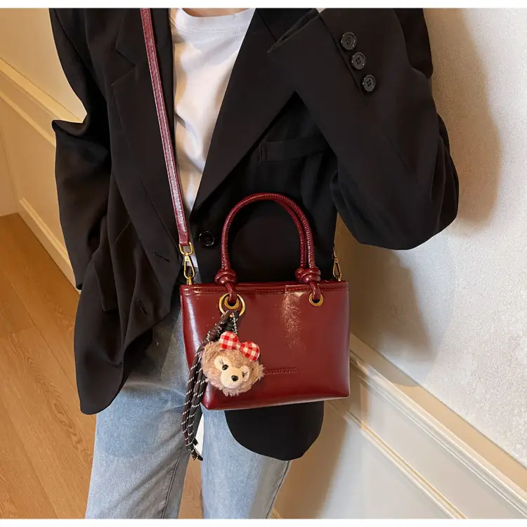 Women's White Leather Shoulder Bag with Doll Handle — feature 15