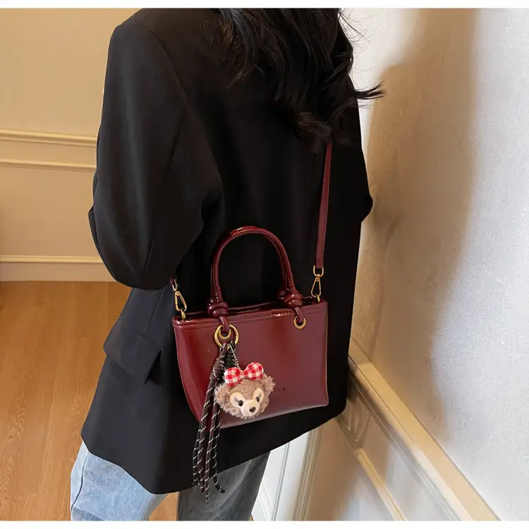 Women's White Leather Shoulder Bag with Doll Handle — feature 16