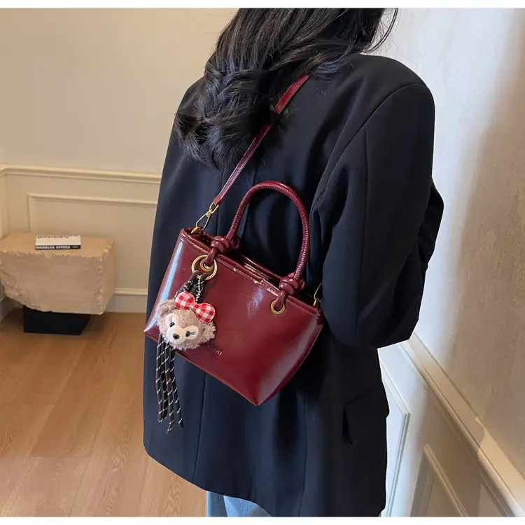 Women's White Leather Shoulder Bag with Doll Handle — feature 18