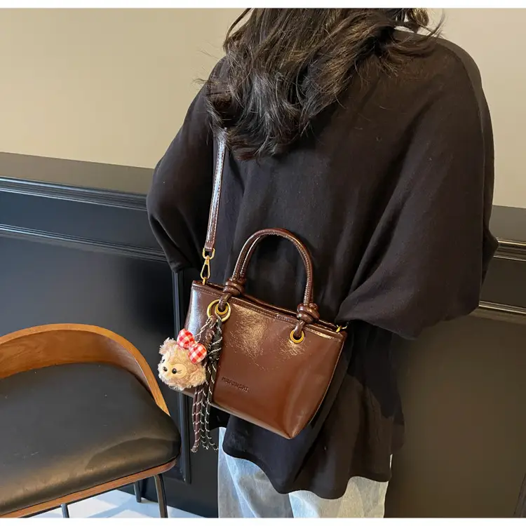 Women's White Leather Shoulder Bag with Doll Handle — feature 19