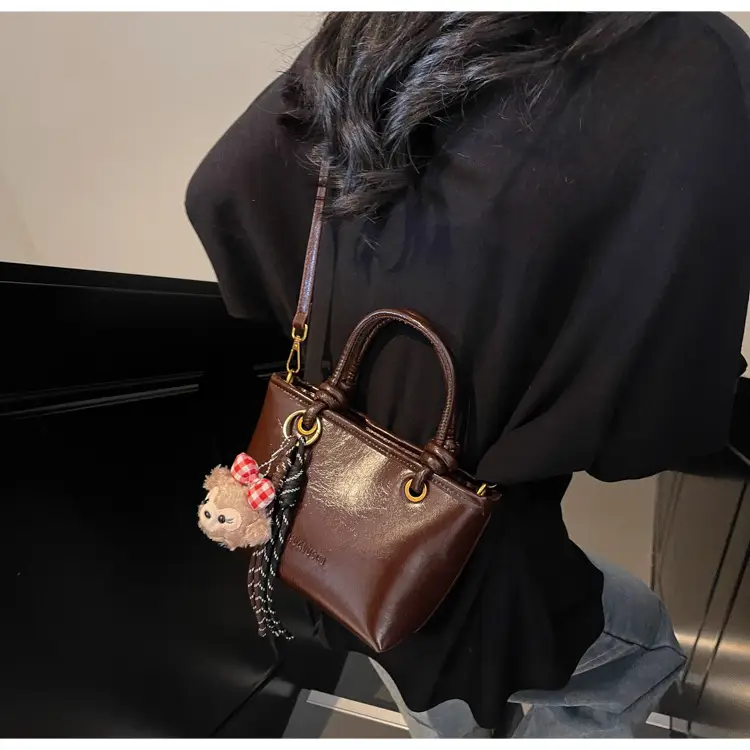 Women's White Leather Shoulder Bag with Doll Handle — feature 20