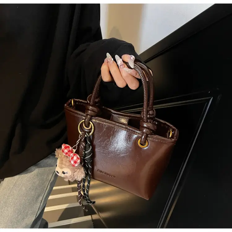 Women's White Leather Shoulder Bag with Doll Handle — feature 21