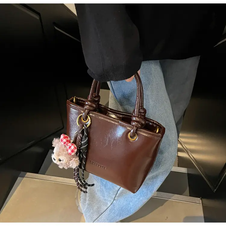 Women's White Leather Shoulder Bag with Doll Handle — feature 22