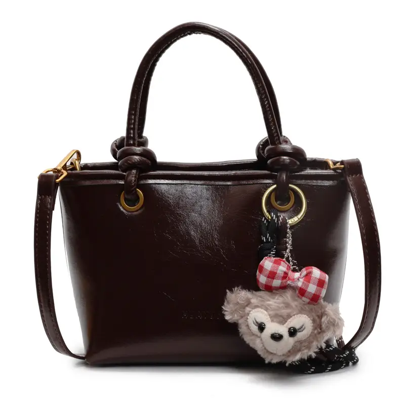 Women's White Leather Shoulder Bag with Doll Handle - Image 3