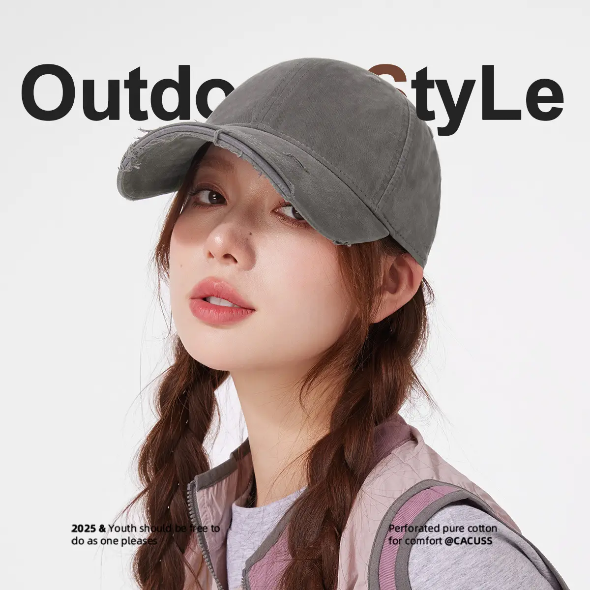 Women Washed Hole Cap Distressed Baseball Sun Hat - Image 5