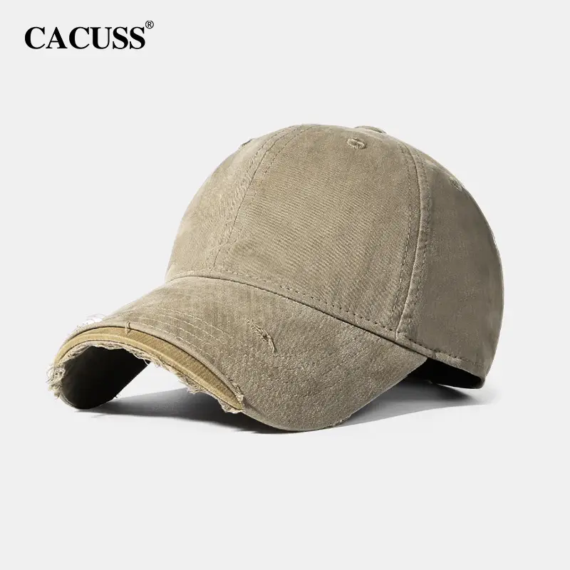 Women Washed Hole Cap Distressed Baseball Sun Hat - Image 2