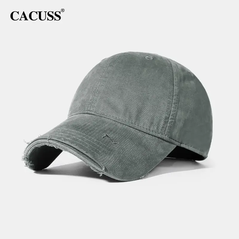 Women Washed Hole Cap Distressed Baseball Sun Hat - Image 3