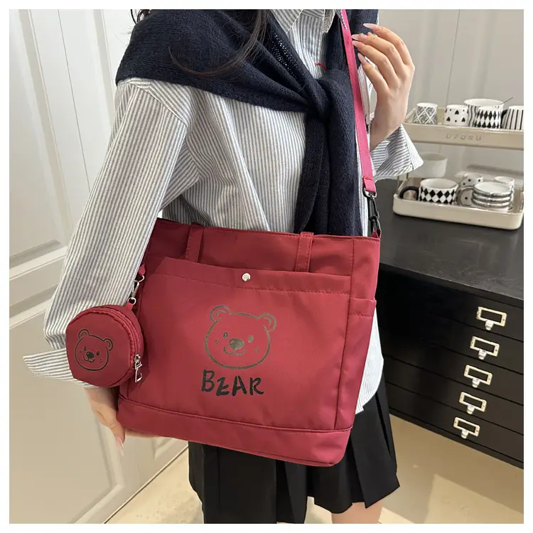 Cute Bear Print Canvas Shoulder Bag for Women — feature 12