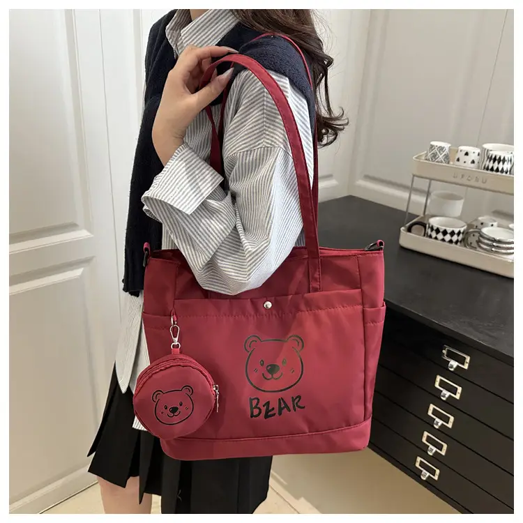 Cute Bear Print Canvas Shoulder Bag for Women — feature 13