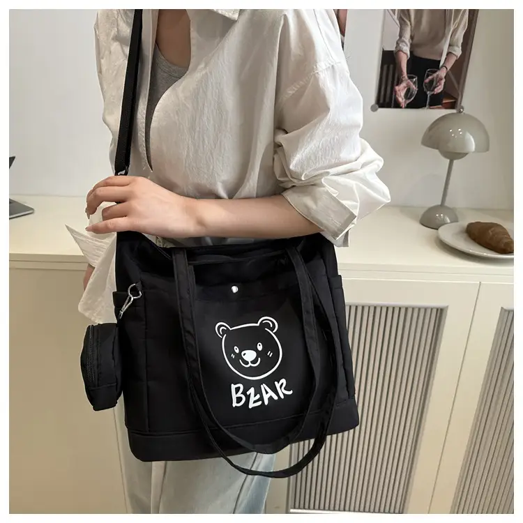 Cute Bear Print Canvas Shoulder Bag for Women — feature 14