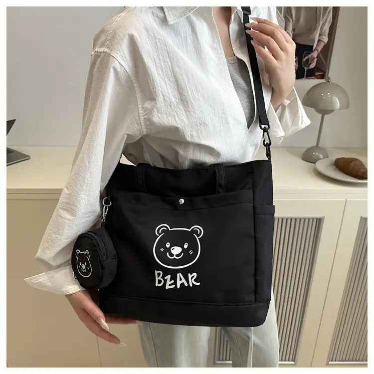 Cute Bear Print Canvas Shoulder Bag for Women — feature 15