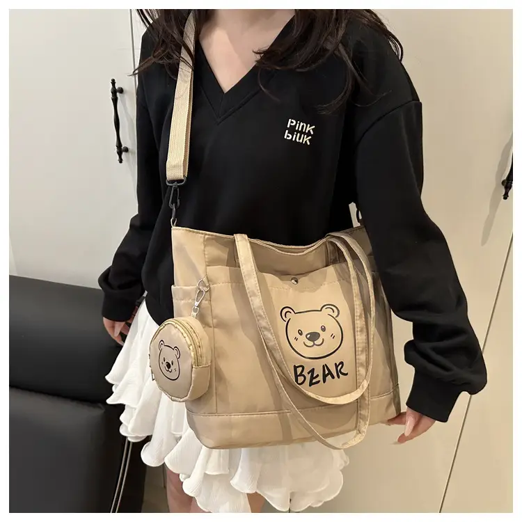 Cute Bear Print Canvas Shoulder Bag for Women — feature 16