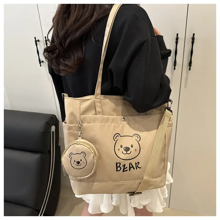 Cute Bear Print Canvas Shoulder Bag for Women — feature 17