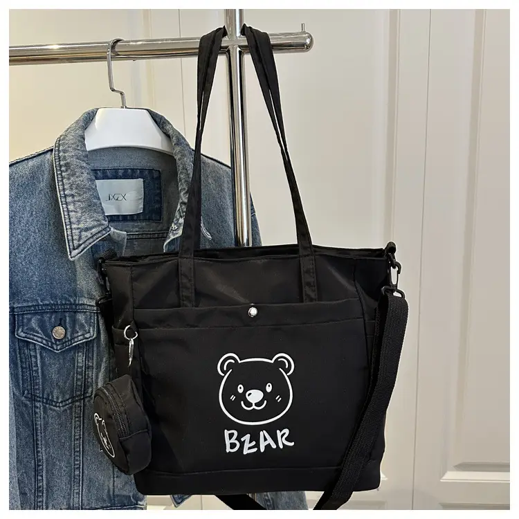 Cute Bear Print Canvas Shoulder Bag for Women — feature 19