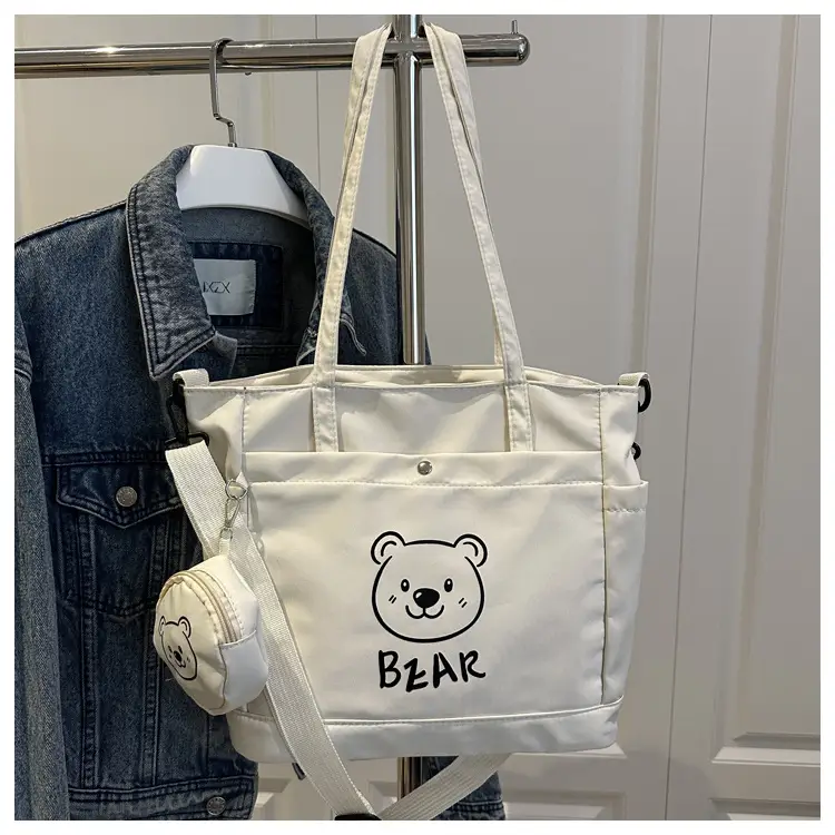 Cute Bear Print Canvas Shoulder Bag for Women — feature 20