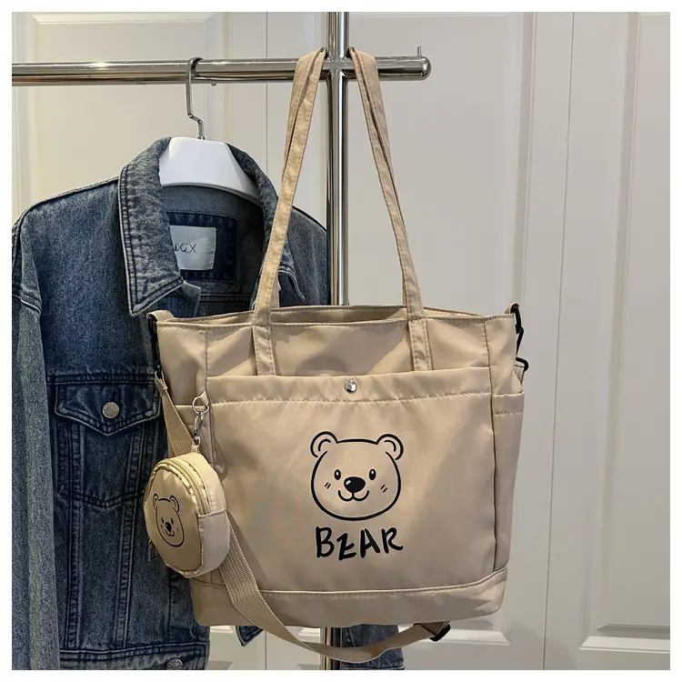 Cute Bear Print Canvas Shoulder Bag for Women — feature 21