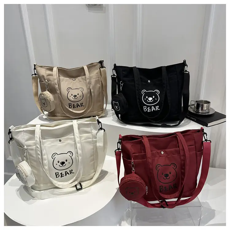 Cute Bear Print Canvas Shoulder Bag for Women — feature 22