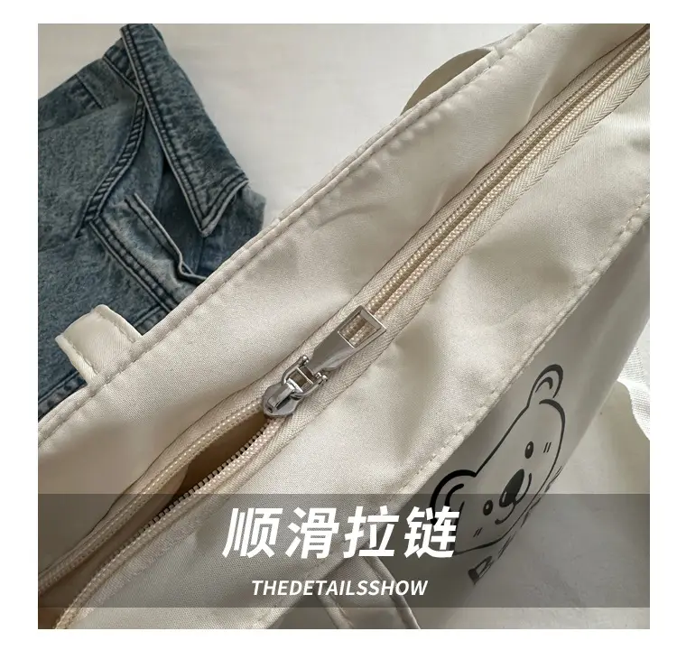Cute Bear Print Canvas Shoulder Bag for Women — feature 6