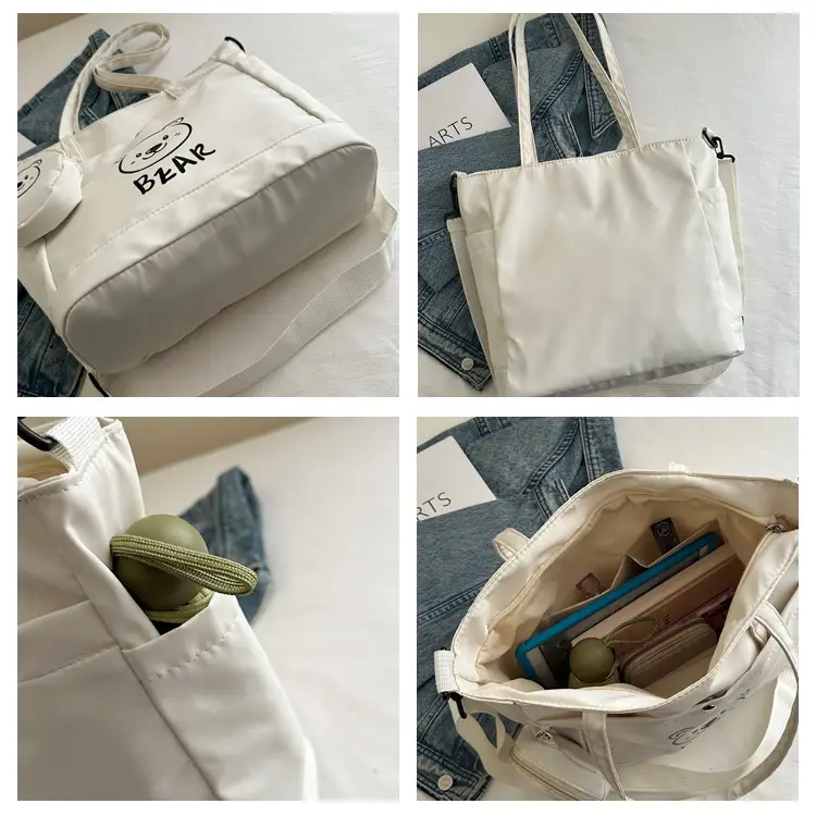 Cute Bear Print Canvas Shoulder Bag for Women — feature 9