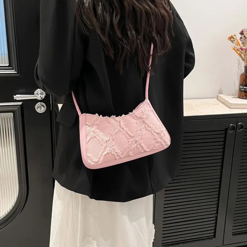 Women Denim Quilted Shoulder Bag Blue 2025 - Image 6