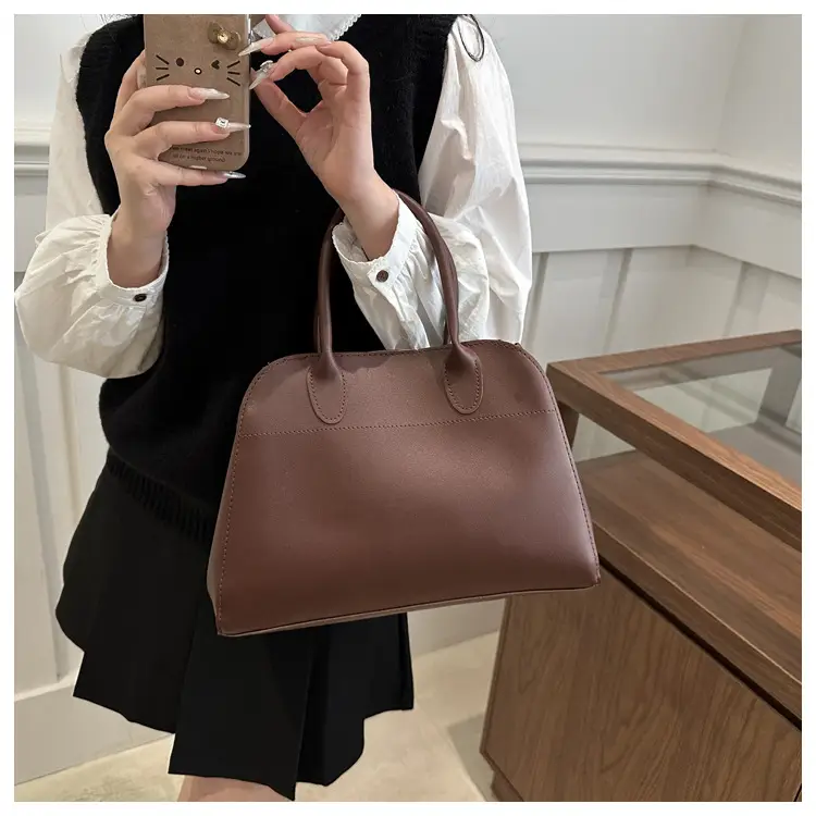 Women's Cross-Border Retro Tote Bag Brown Large Capacity — feature 14