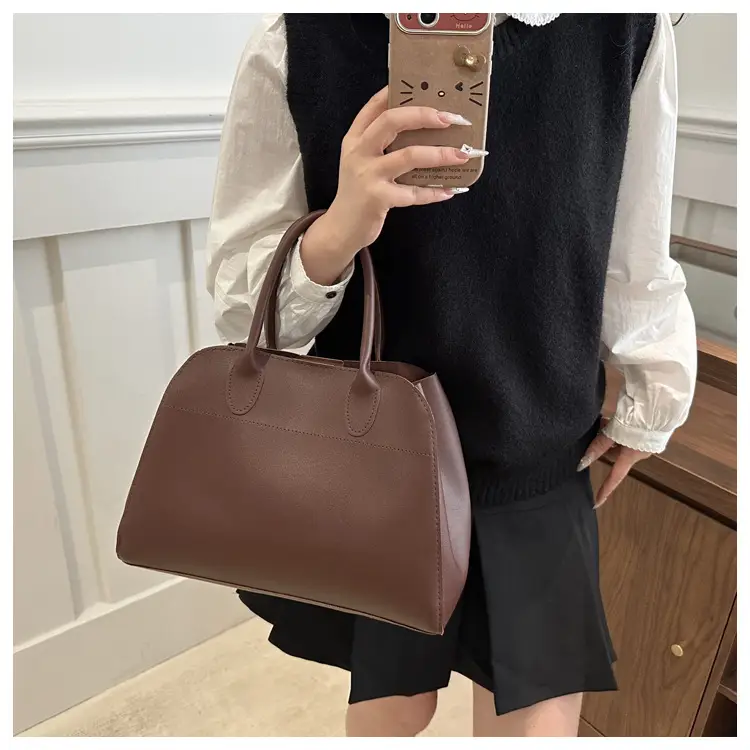 Women's Cross-Border Retro Tote Bag Brown Large Capacity — feature 15