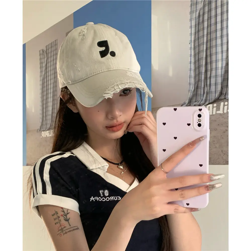 Susu Cherry Embroidered Baseball Cap Black - Image 7