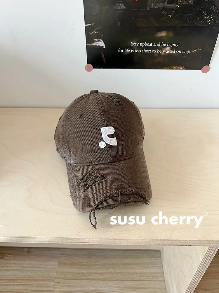 Susu Cherry Embroidered Baseball Cap Black - Image 4