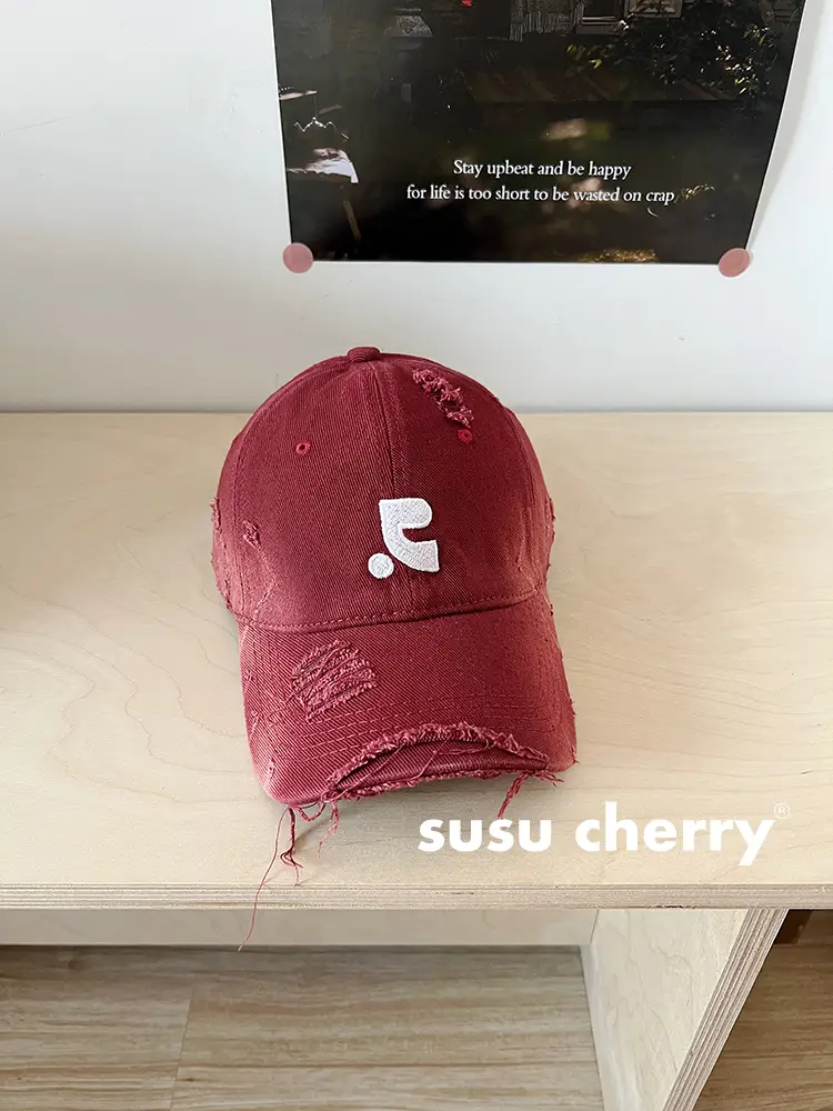 Susu Cherry Embroidered Baseball Cap Black - Image 5