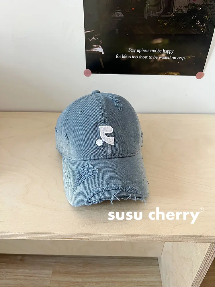 Susu Cherry Embroidered Baseball Cap Black - Image 6