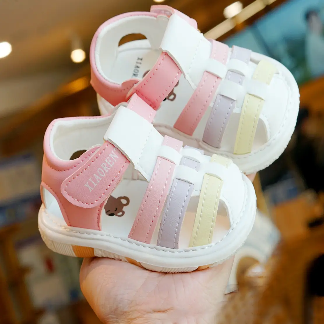 Toddler Sandals Green White Strap 1-2Yrs Non-Slip