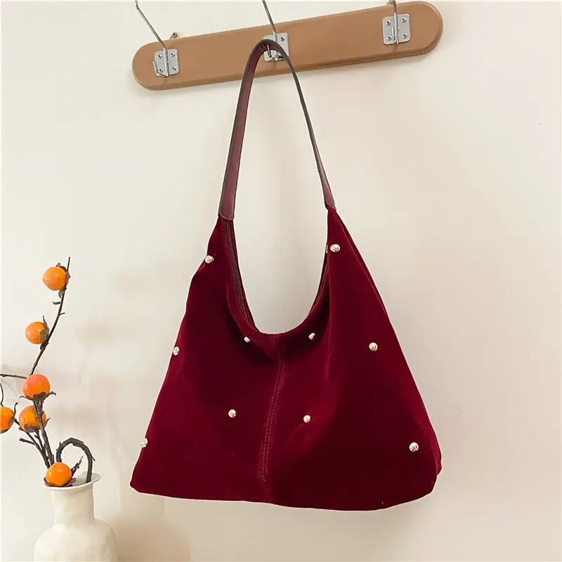Black Velvet Shoulder Bag for Women 2025 New Arrival