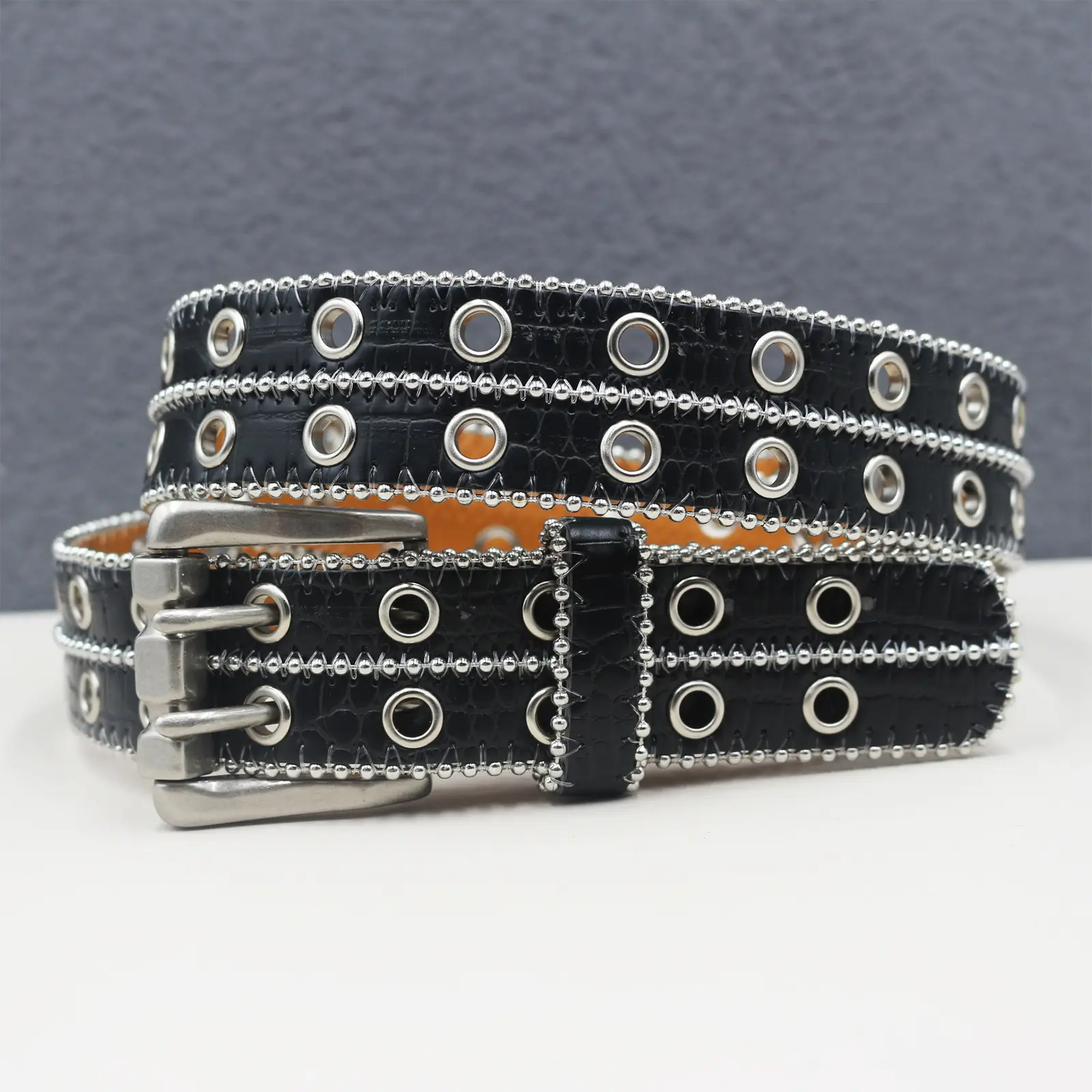 Heavy Rivet Hollow Belt Double Row Eyelet Belt Men Women Pin Buckle Hip Hop Punk - Image 4