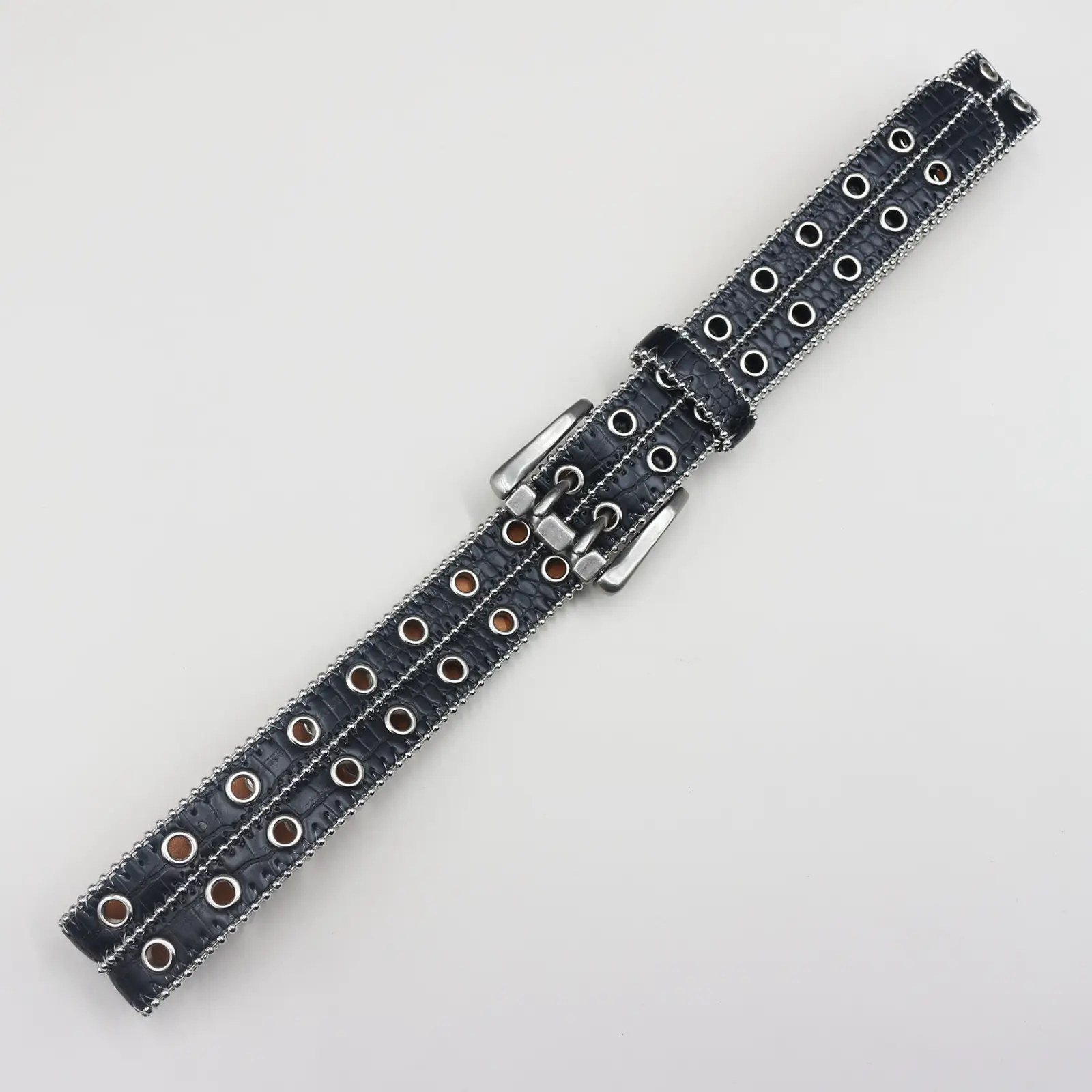 Heavy Rivet Hollow Belt Double Row Eyelet Belt Men Women Pin Buckle Hip Hop Punk — feature 10