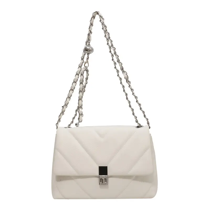 White Embroidered Chain Shoulder Bag for Women 2026 - Image 2