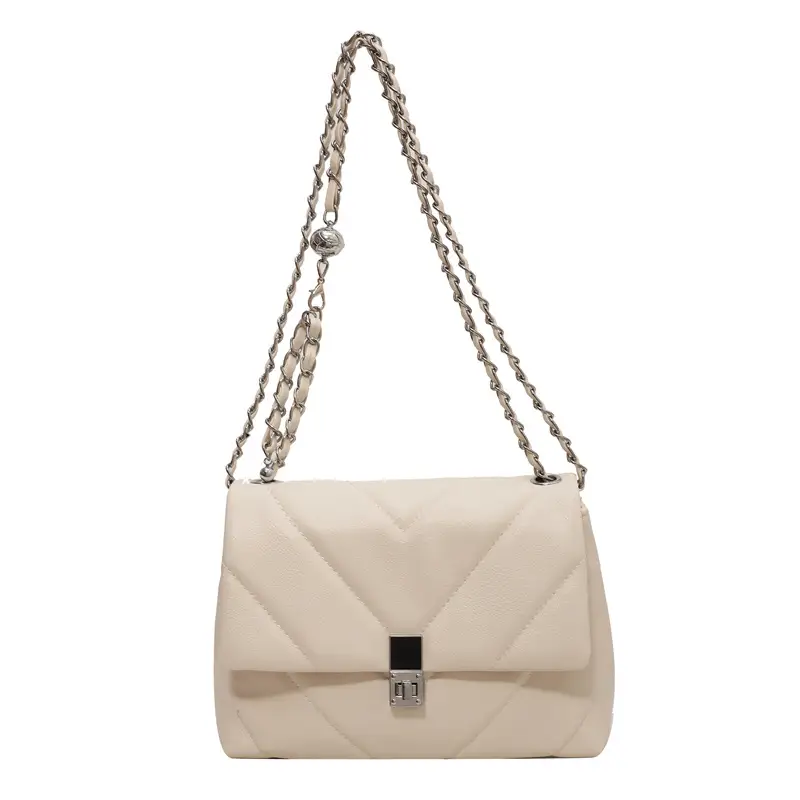 White Embroidered Chain Shoulder Bag for Women 2026 - Image 3