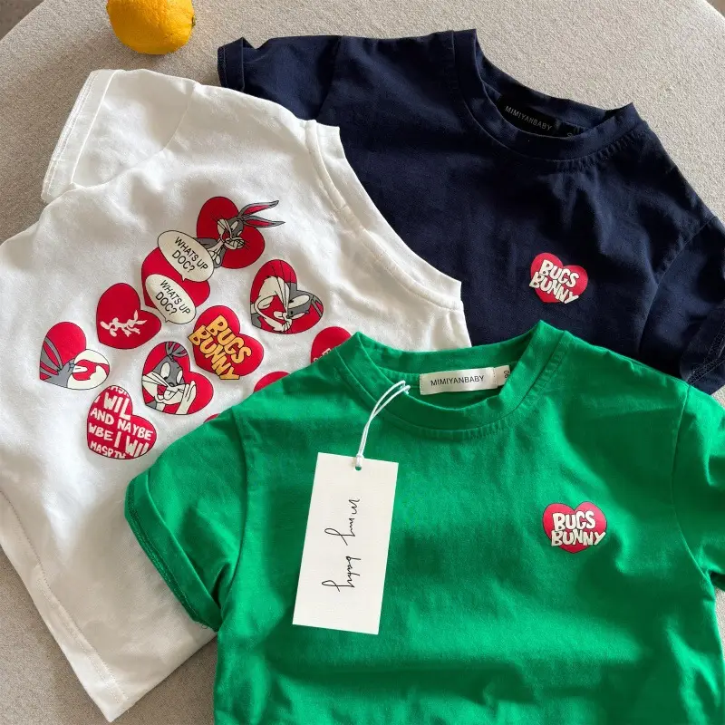 Children Cotton Cartoon T-Shirt White 2025 - Image 5