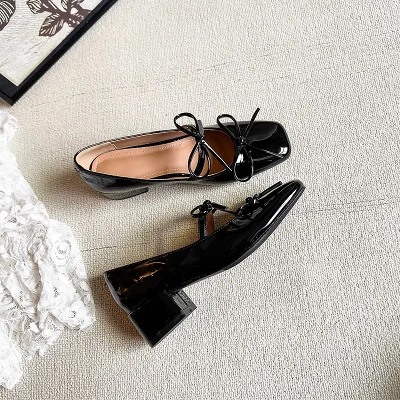2026 New Style Square-Toe Shallow Bowknot Mid-Heel Elegant French Mary Jane Shoes Fashionable Silver Single Shoes for Women — feature 15