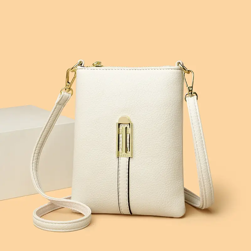 Black Women's Shoulder Messenger Bag with Gold Clasp