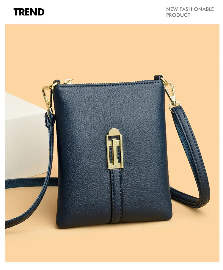 Black Women's Shoulder Messenger Bag with Gold Clasp — feature 10