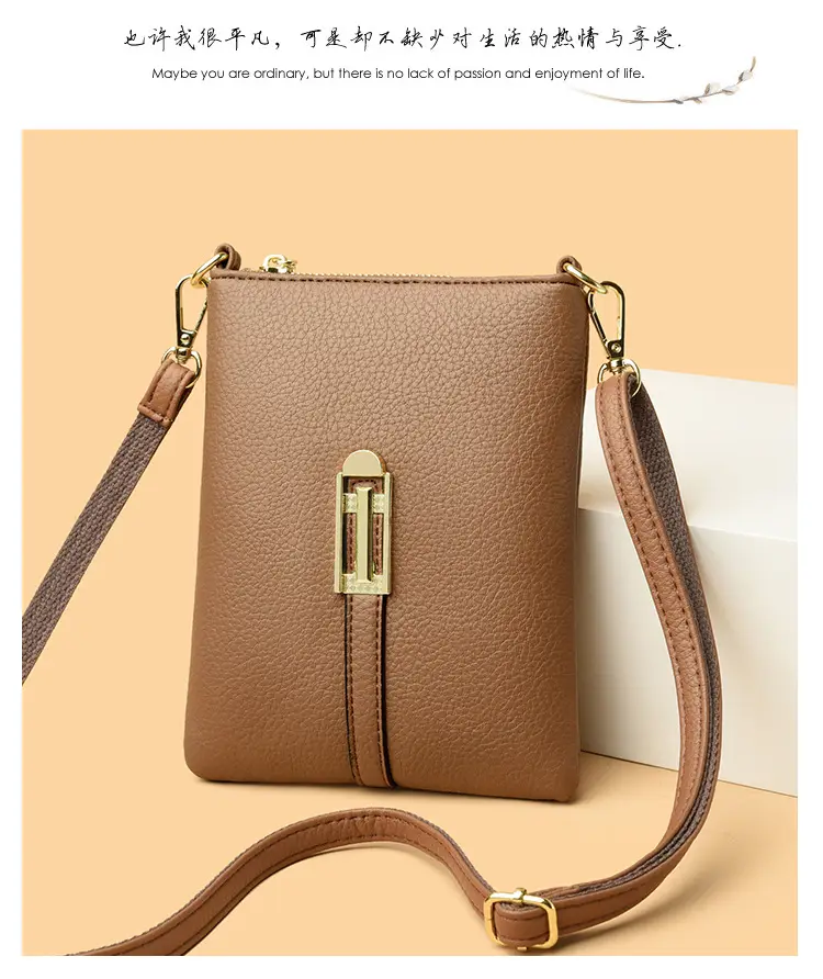 Black Women's Shoulder Messenger Bag with Gold Clasp — feature 11