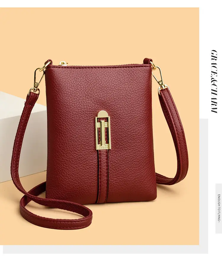 Black Women's Shoulder Messenger Bag with Gold Clasp — feature 12
