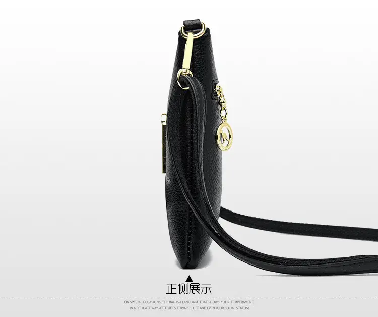 Black Women's Shoulder Messenger Bag with Gold Clasp — feature 19