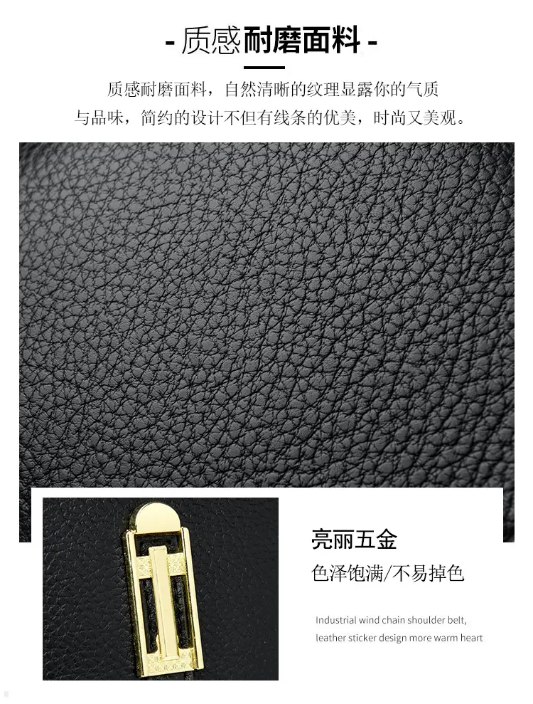 Black Women's Shoulder Messenger Bag with Gold Clasp — feature 2