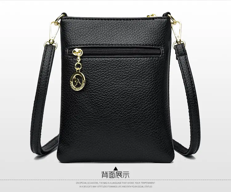 Black Women's Shoulder Messenger Bag with Gold Clasp — feature 20